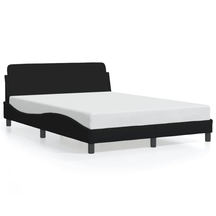 Double Size Bed Frame With Headboard Black 137x190 Cm