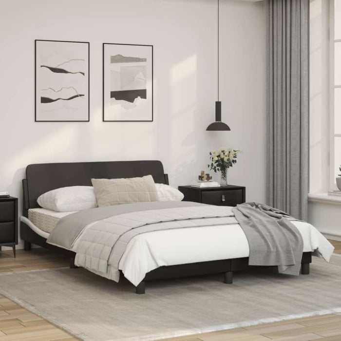 Double Size Bed Frame with Headboard Black and White