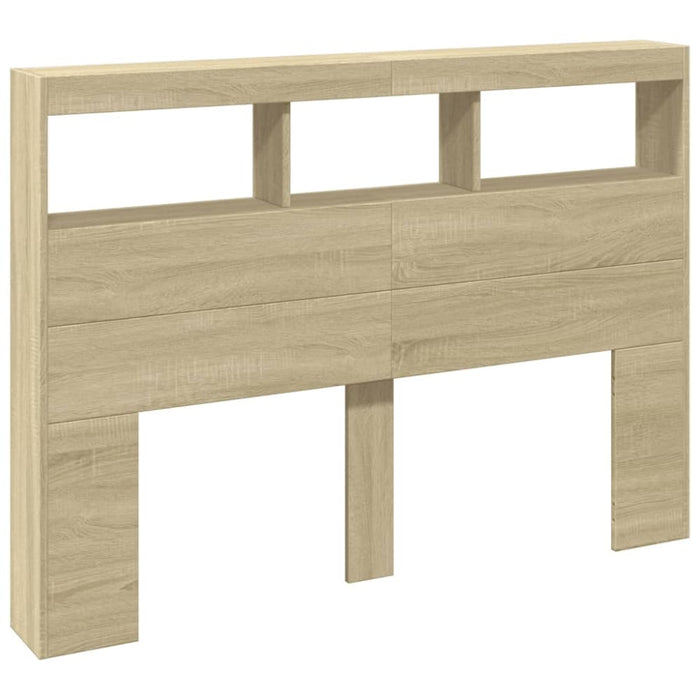 Double Size Headboard Cabinet with Led Sonoma Oak