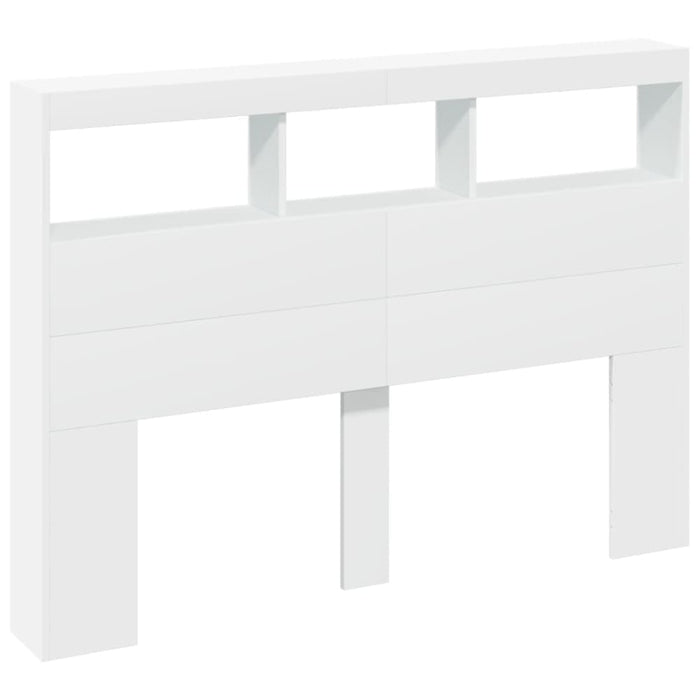 Double Size Headboard Cabinet with Led White 140x17x102 Cm