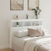 Double Size Headboard Cabinet with Led White 140x17x102 Cm