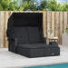 Double Sun Lounger with Canopy and Cushions Black Poly