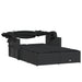 Double Sun Lounger with Canopy and Cushions Black Poly