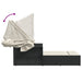 Double Sun Lounger with Canopy and Cushions Black Poly