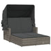 Double Sun Lounger With Canopy And Cushions Grey Poly