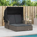 Double Sun Lounger With Canopy And Cushions Grey Poly