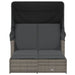 Double Sun Lounger With Canopy And Cushions Grey Poly