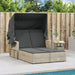 Double Sun Lounger with Canopy and Cushions Light Grey Poly