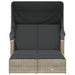 Double Sun Lounger with Canopy and Cushions Light Grey Poly