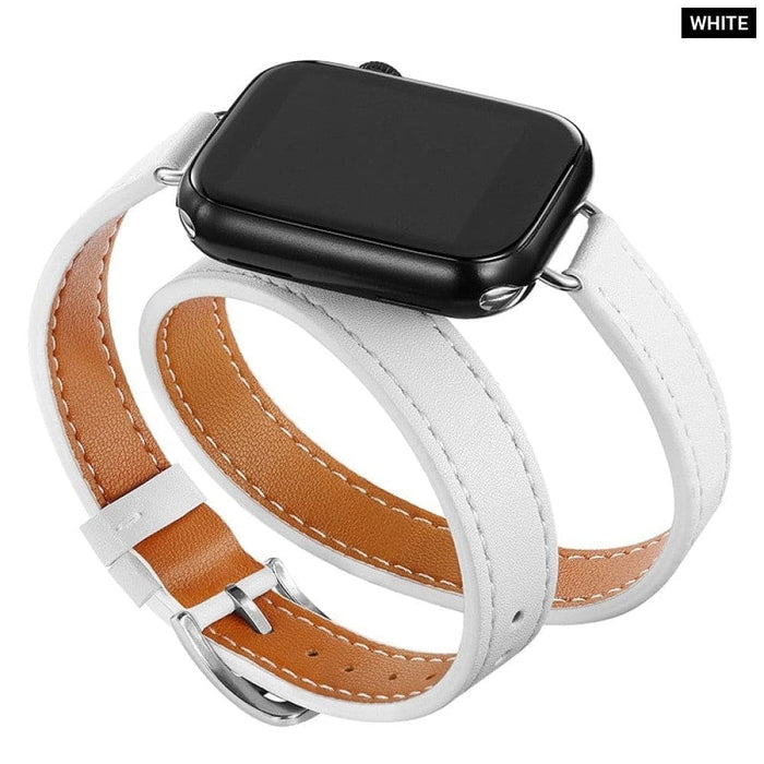 Double Tour Leather Strap For Apple Watch