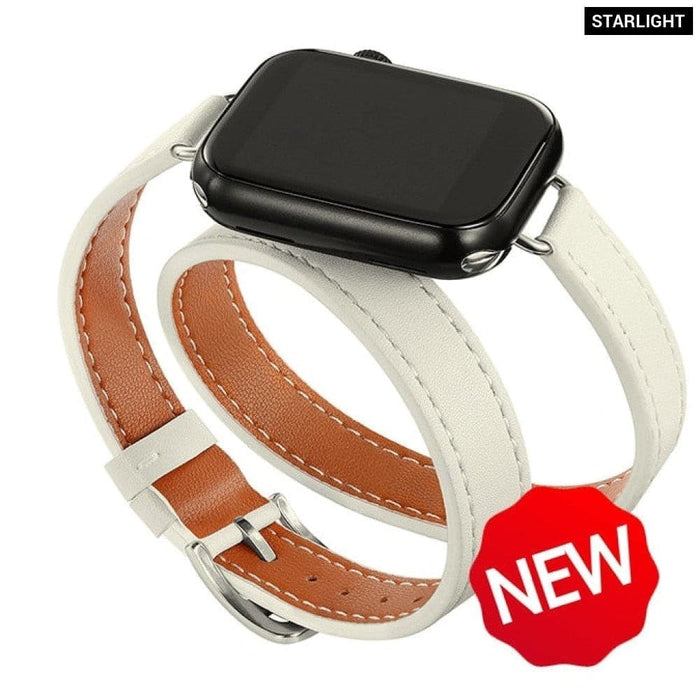 Double Tour Leather Strap For Apple Watch