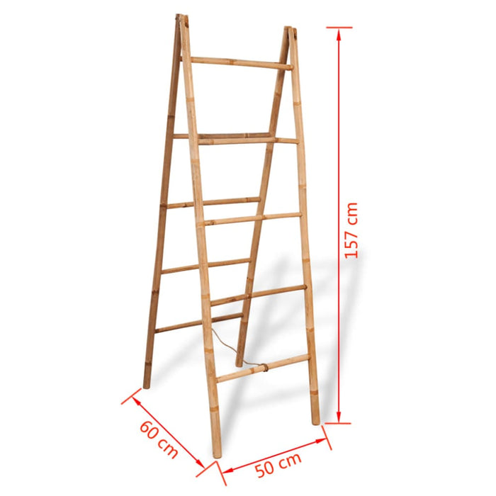 Double Towel Ladder with 5 Rungs Bamboo 50x160 Cm Xatioa