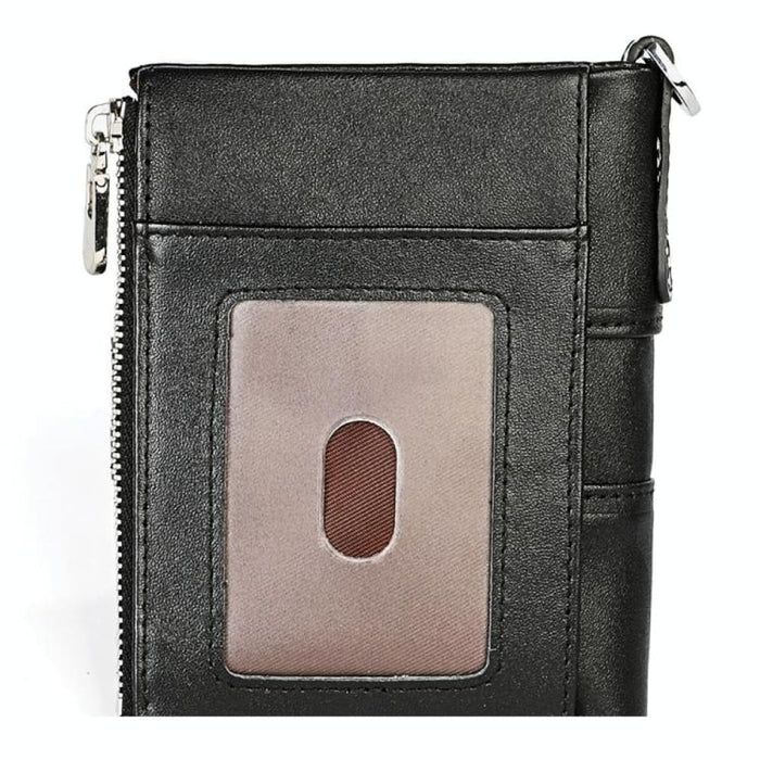 Double Zip Rfid Wallet For Men Retro Texture Anti Magnetic
