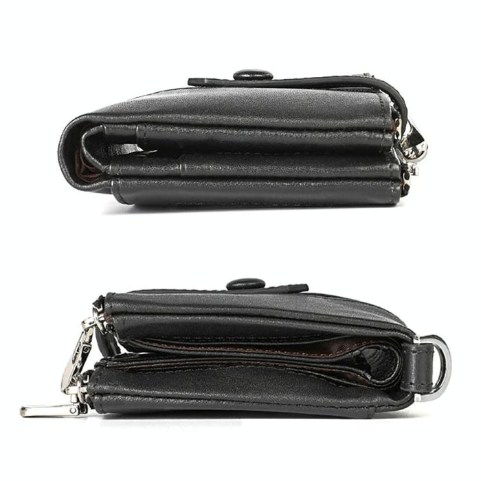 Double Zip Rfid Wallet For Men Retro Texture Anti Magnetic