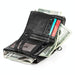 Double Zip Rfid Wallet For Men Retro Texture Anti Magnetic