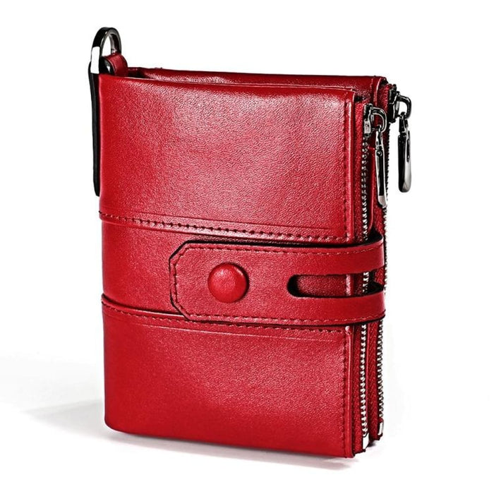 Double Zip Rfid Wallet For Men Retro Texture Anti Magnetic