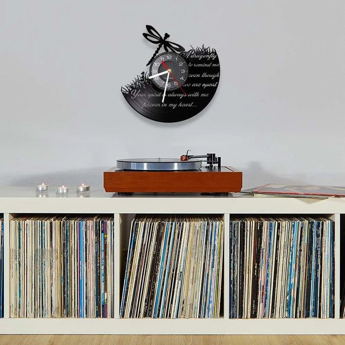 Dragonfly Vinyl Record Wall Clock