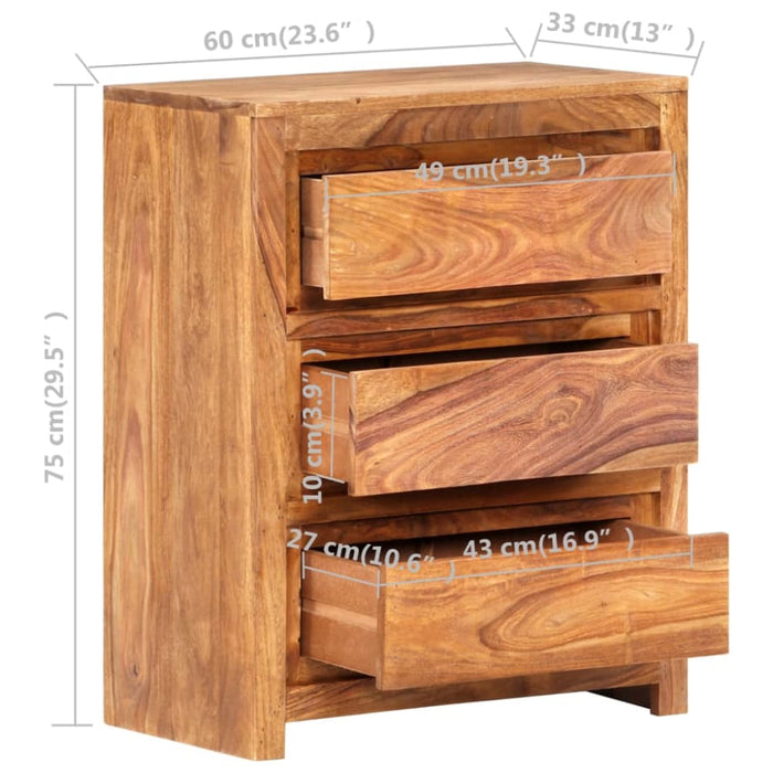 Drawer Cabinet 60x33x75 Cm Solid Wood Acacia Ttnatp
