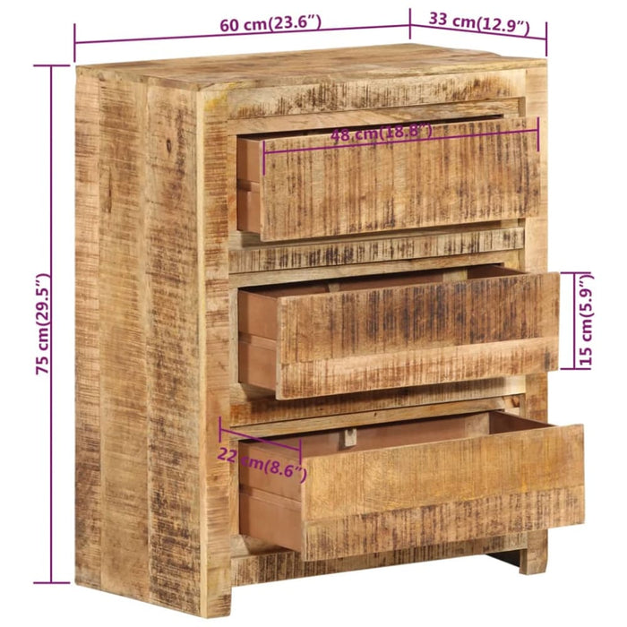 Drawer Cabinet 60x33x75 Cm Solid Wood Mango Ttnatl