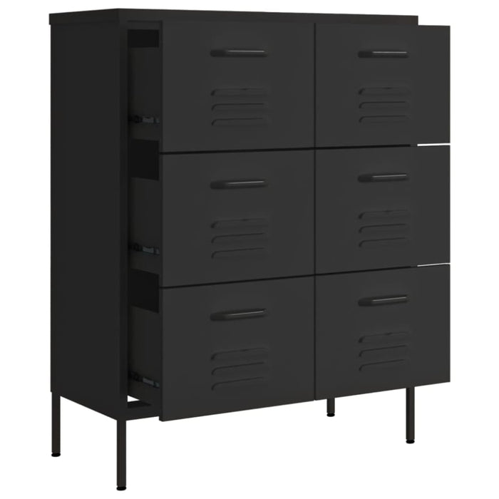 Drawer Cabinet Black 80x35x101.5 Cm Steel Ttlopo