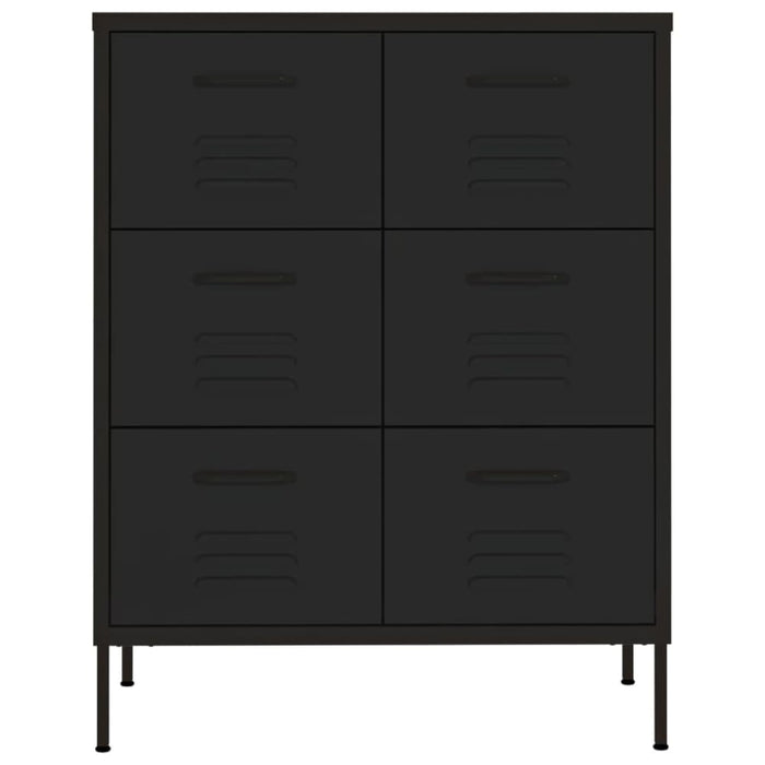 Drawer Cabinet Black 80x35x101.5 Cm Steel Ttlopo