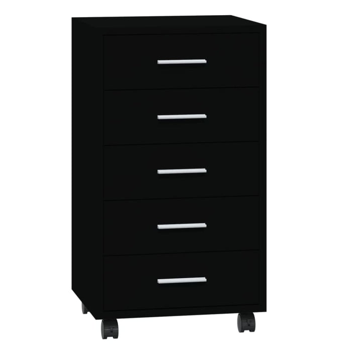 Drawer Cabinet with Castors Black Engineered Wood Taxlio