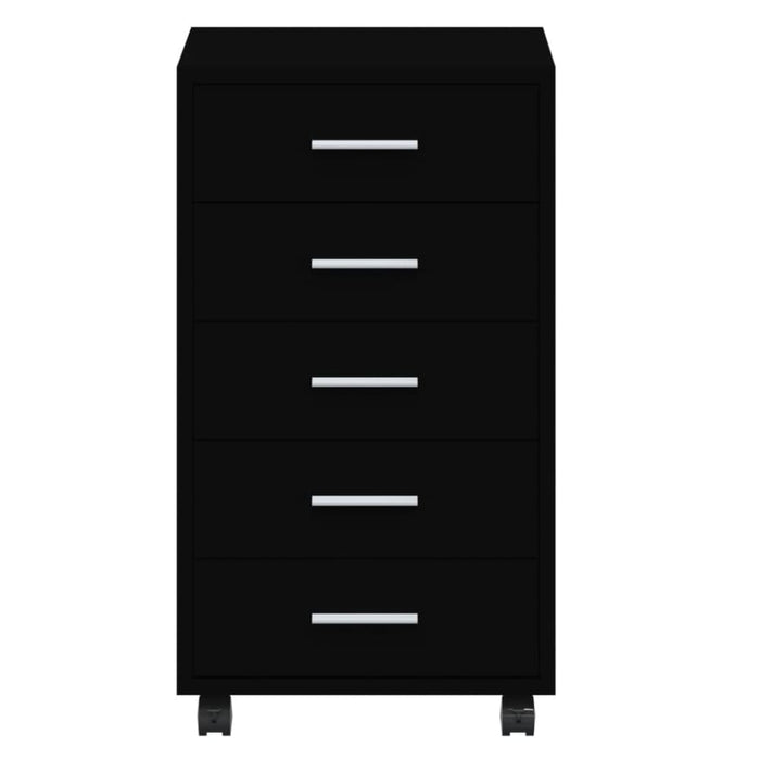 Drawer Cabinet with Castors Black Engineered Wood Taxlio