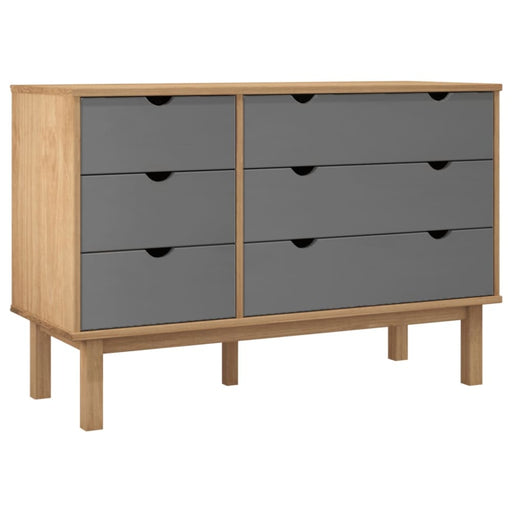 Drawer Cabinet Otta Brown & Grey 111x43x73.5 Cm Solid Wood