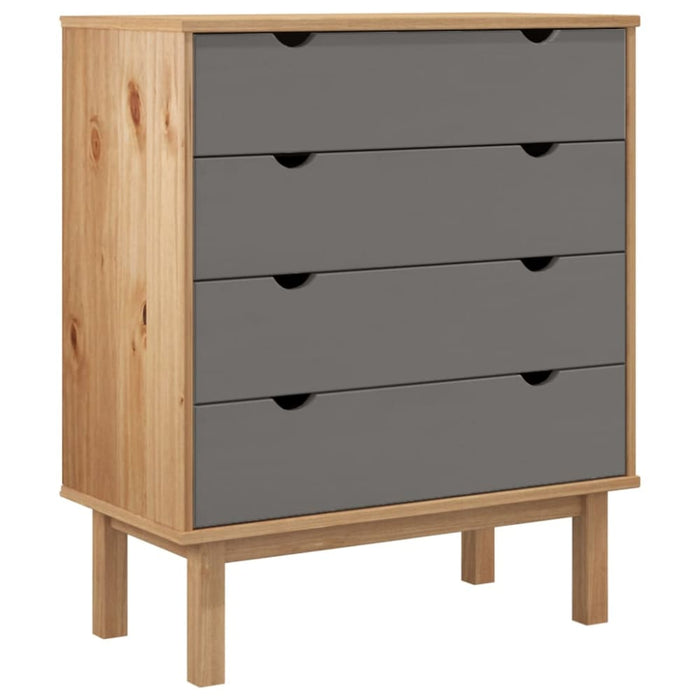 Drawer Cabinet Otta Brown&grey 76.5x39.5x90cm Solid Wood