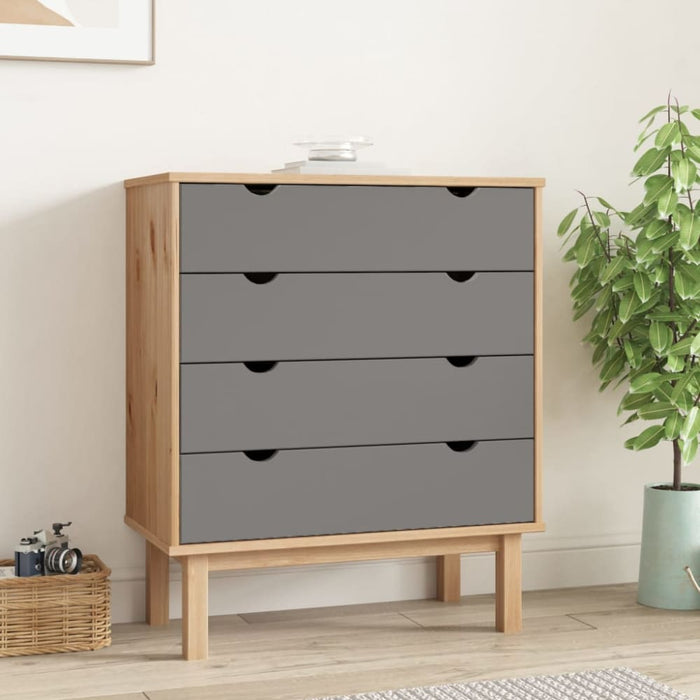 Drawer Cabinet Otta Brown&grey 76.5x39.5x90cm Solid Wood