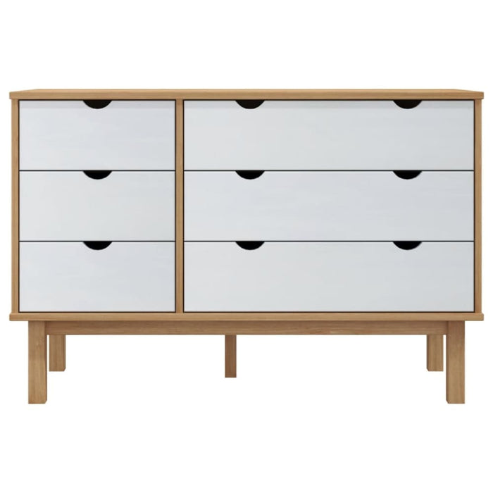 Drawer Cabinet Otta Brown & White 111x43x73.5 Cm Solid Wood