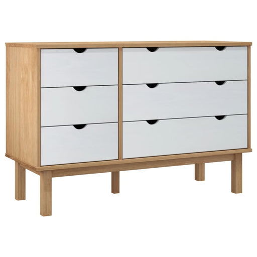 Drawer Cabinet Otta Brown & White 111x43x73.5 Cm Solid Wood