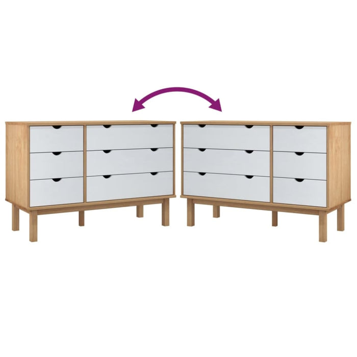 Drawer Cabinet Otta Brown & White 111x43x73.5 Cm Solid Wood