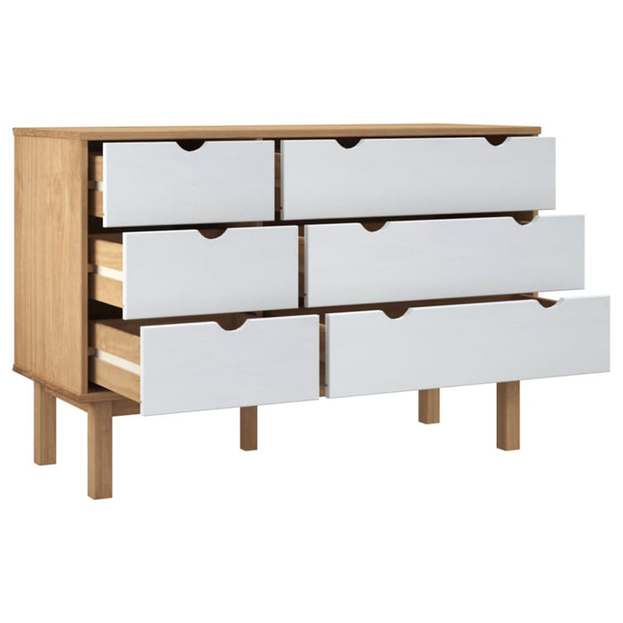 Drawer Cabinet Otta Brown & White 111x43x73.5 Cm Solid Wood