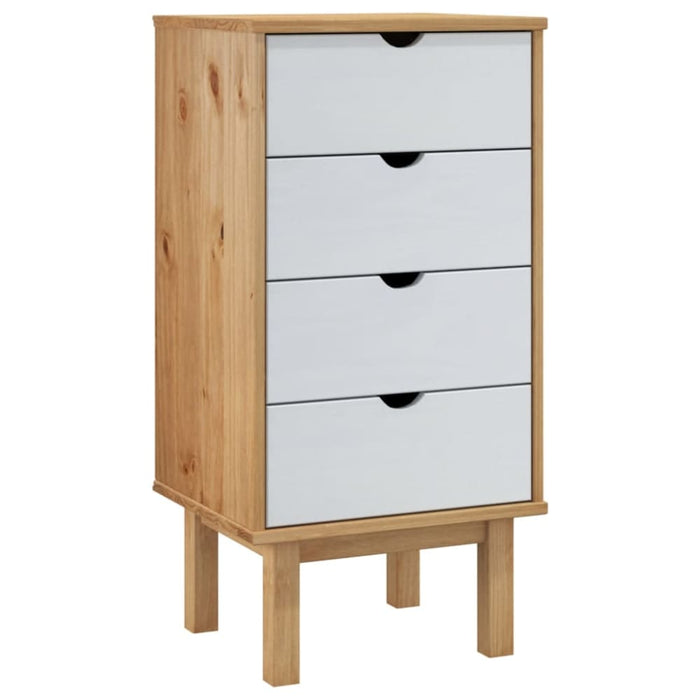 Drawer Cabinet Otta Brown&white 45x39x90cm Solid Wood Pine