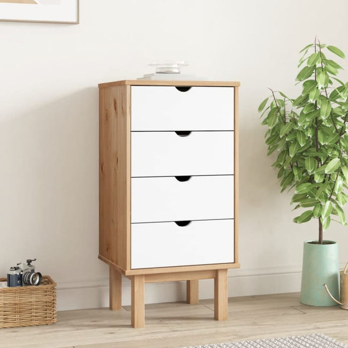 Drawer Cabinet Otta Brown&white 45x39x90cm Solid Wood Pine