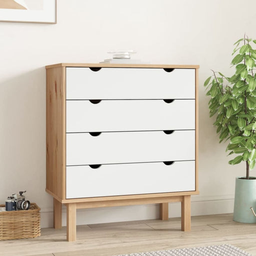 Drawer Cabinet Otta Brown&white 76.5x39.5x90cm Solid Wood