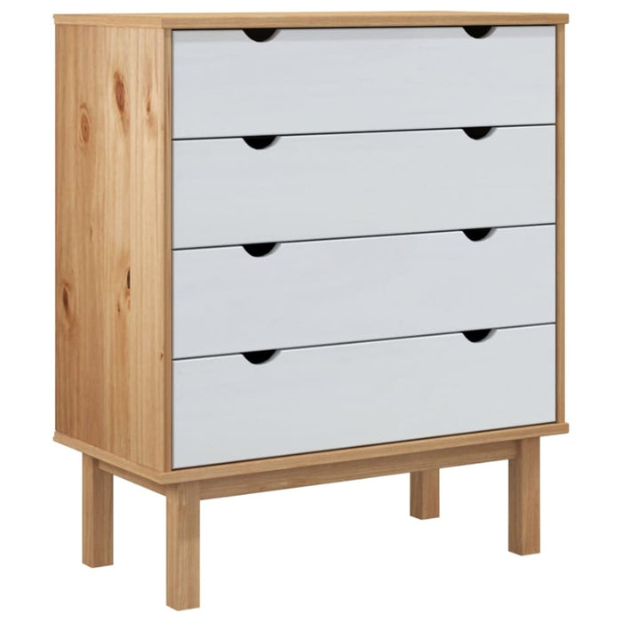 Drawer Cabinet Otta Brown&white 76.5x39.5x90cm Solid Wood