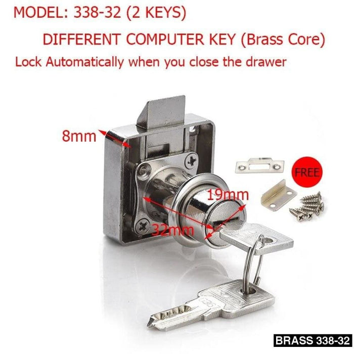 Drawer Lock Wardrobe Cam Locks With 2 Keys