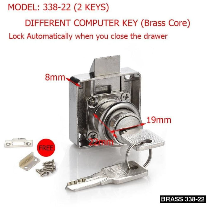 Drawer Lock Wardrobe Cam Locks With 2 Keys