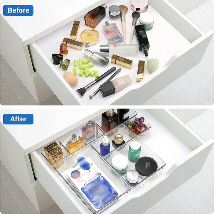 Drawer Organizers Set 7 14 Pieces Clear Plastic Dividers