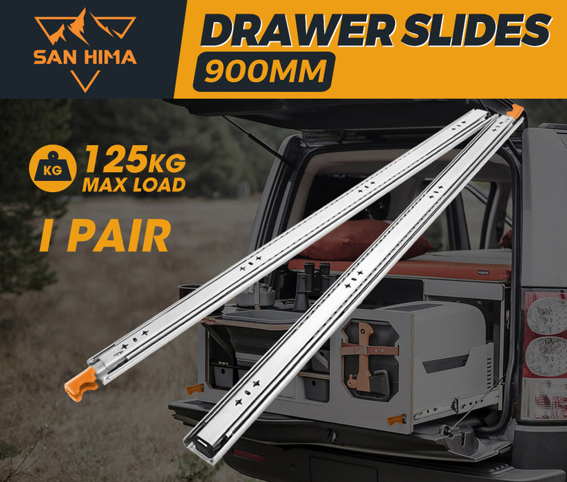 2X 125Kg Locking Drawer Slides / Runners 356Mm To 1016Mm Trailer Draw