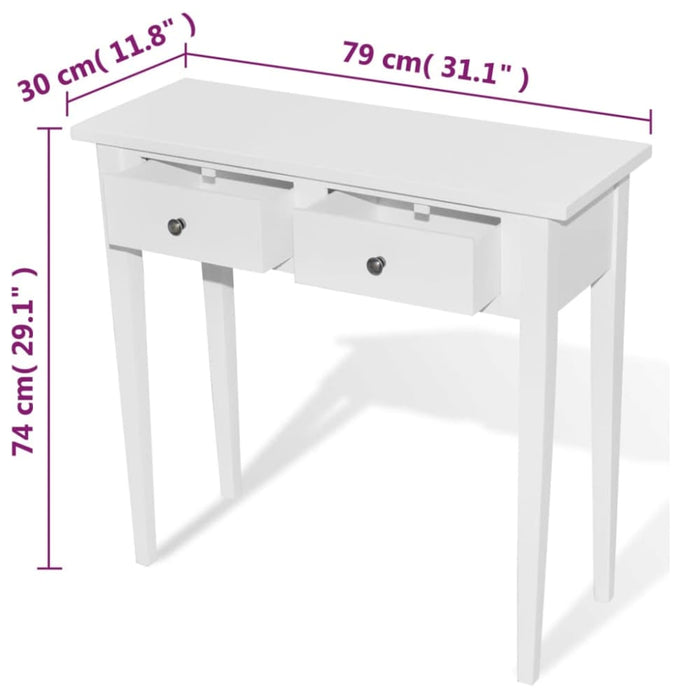 Dressing Console Table with Two Drawers White Xaooap