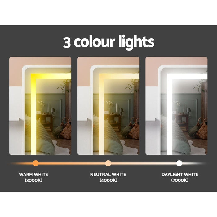 Dressing Table Led Makeup Mirror Stool Set Vanity Desk White