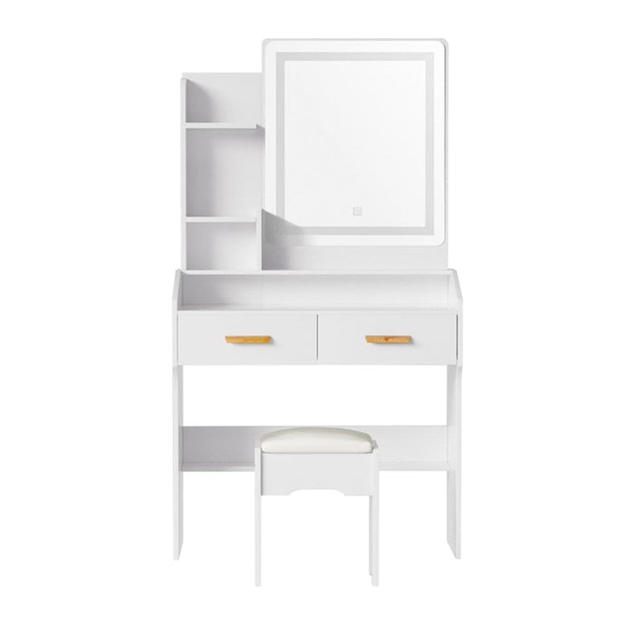 Dressing Table Led Makeup Mirror Stool Set Vanity Desk White