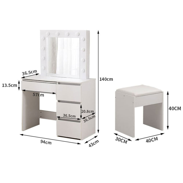 Dressing Table Stool Set Led Makeup Mirror Jewellery