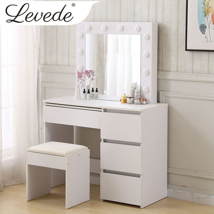 Dressing Table Stool Set Led Makeup Mirror Jewellery