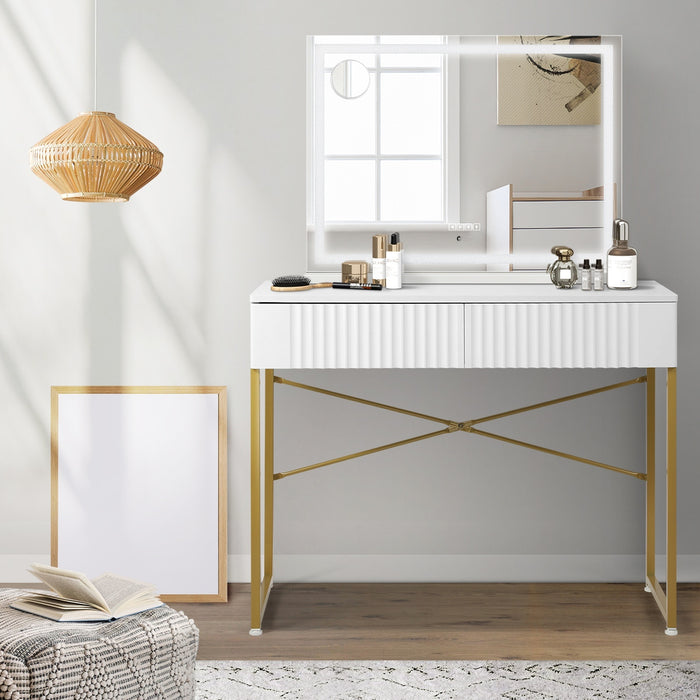 Dressing Table Bluetooth Makeup Mirror 80X62Cm Crystal Vanity Mirrors