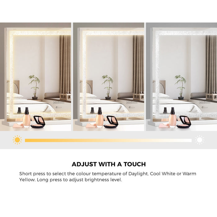 Dressing Table Bluetooth Makeup Mirror 80X62Cm Crystal Vanity Mirrors
