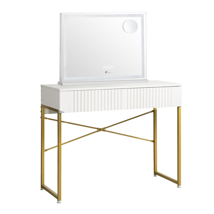 Dressing Table Bluetooth Makeup Mirror 80X62Cm Crystal Vanity Mirrors